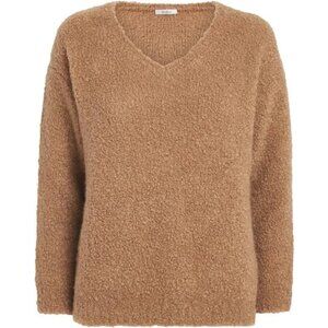 Max Mara Camel Wool-Silk Bouclé Oversized Sweater